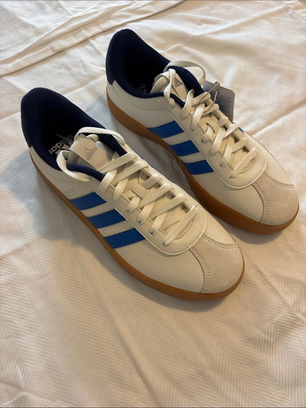 NEW Adidas VL Court 3.0 S White/Blue JR8634 Sz 9.5